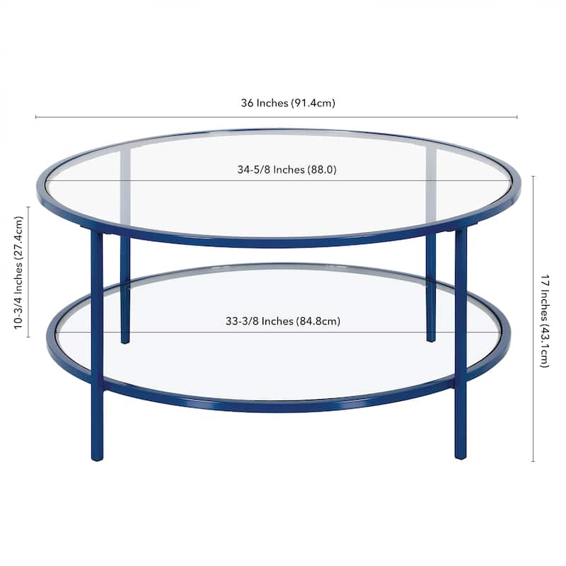 Sivil 36'' Wide Round Coffee Table with Glass Top - 36" Wide