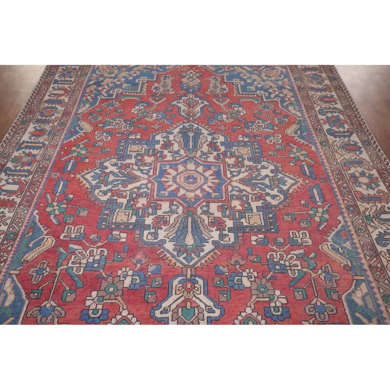 Bakhtiari Persian Vintage Area Rug Handmade Wool Carpet - 6'10"x 10'1"