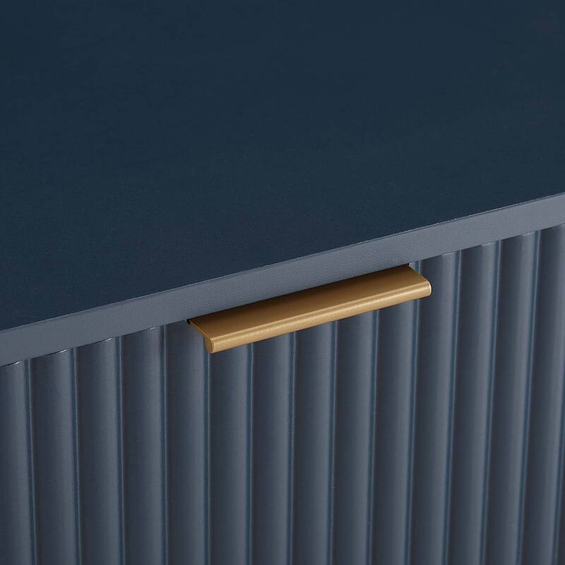 20" Fluted Nightstand with Single Drawer and Metal Legs Modern Design