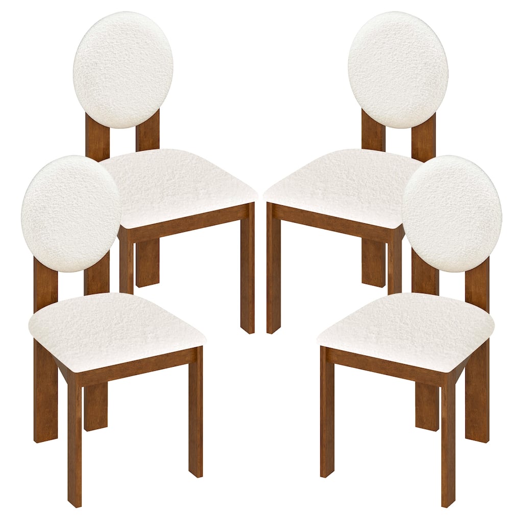 Gymax 4PCS Dining Chairs Upholstered Sherpa Fabric Kitchen Chairs w/