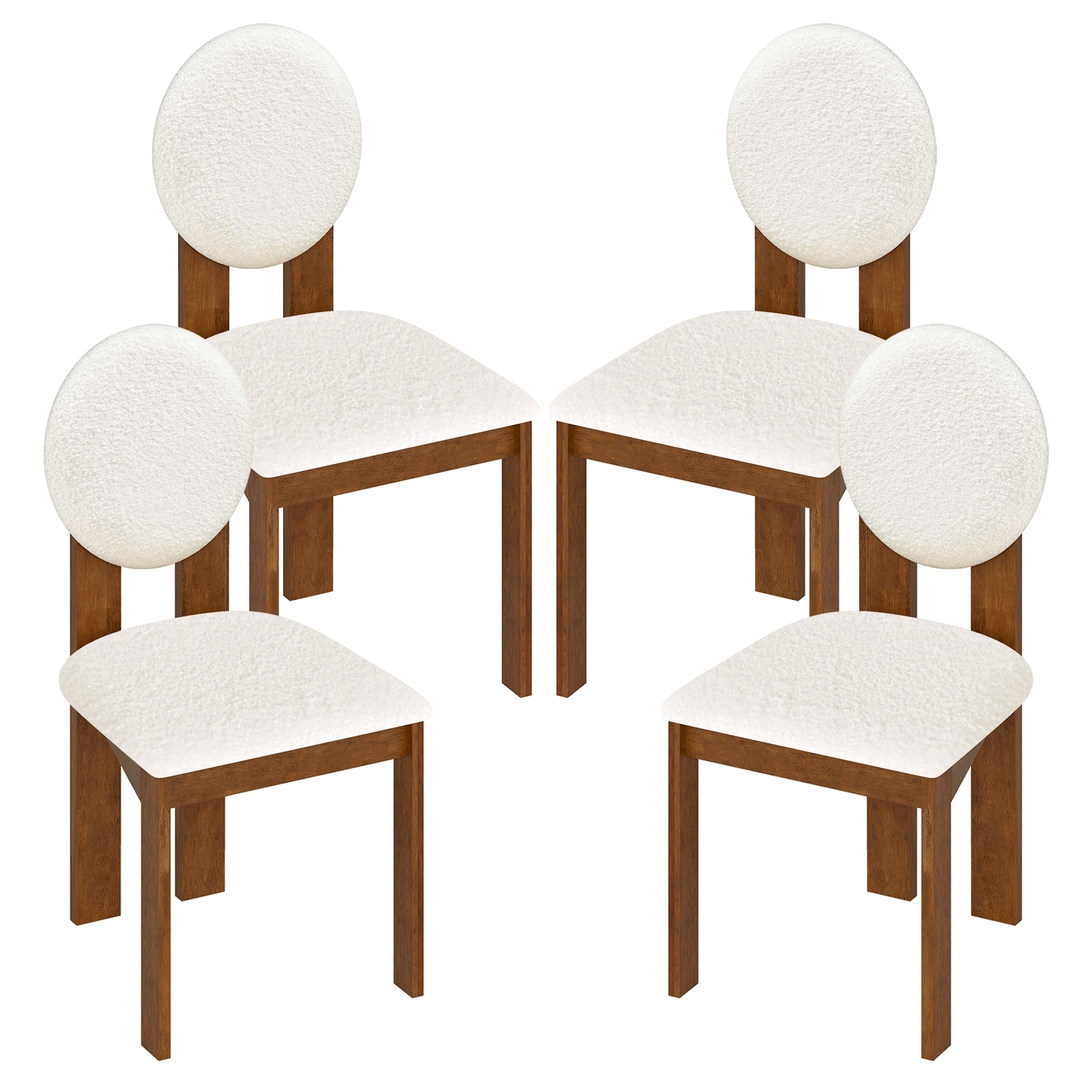 Gymax 4PCS Dining Chairs Upholstered Sherpa Fabric Kitchen Chairs w/