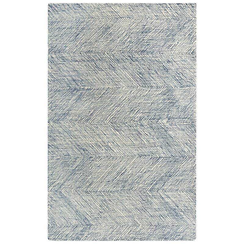 Alora Decor Trace Blue Geometric Hand-tufted Wool Rug - 7'6" x 9'6" - Navy
