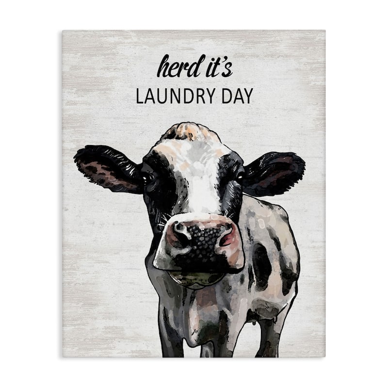 Stupell Herd It's Laundry Day Cow Canvas Wall Art Design By Lettered and Lined - 30 x 40