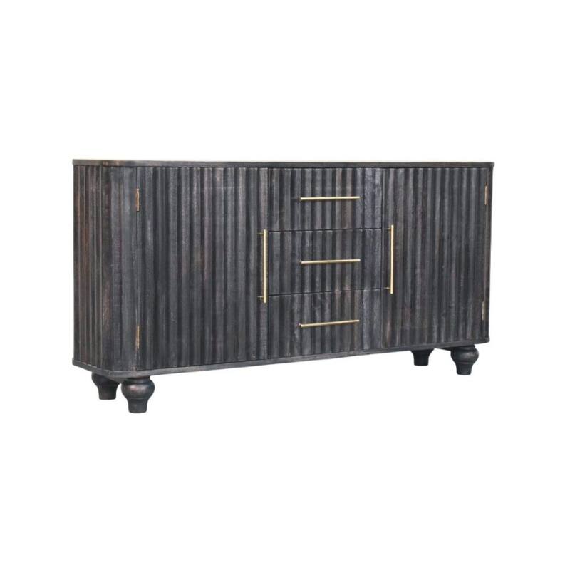 Artisan Furniture Solid Wood Savoy Sideboard, Black Ash, 2-Doors ,3-Drawers