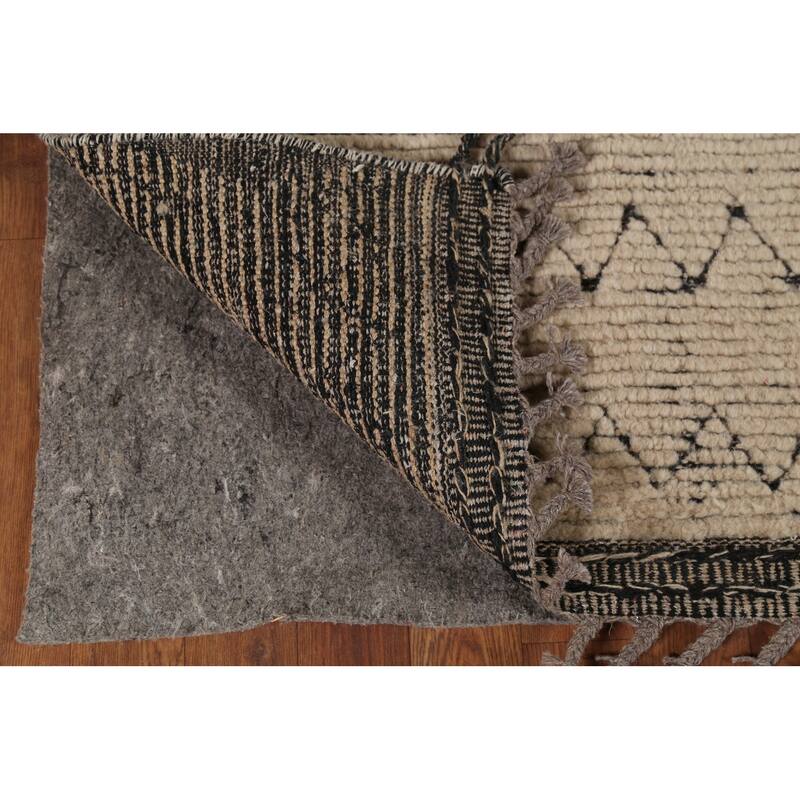 Chevron Style Moroccan Area Rug Hand-Knotted Wool Carpet - 6'3"x 9'8"