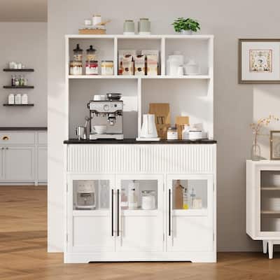 60'' Kitchen Pantry Cabinet, Tall Pantry Storage Cabinet, Farmhouse Kitchen Hutch with Storage Drawers