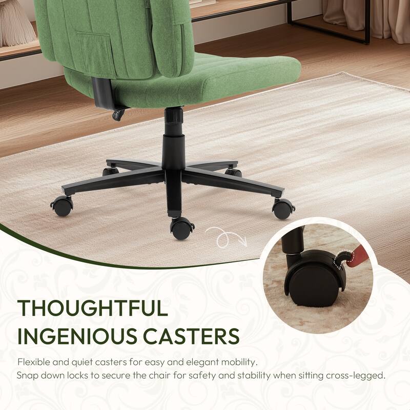 Fabric Criss Cross Swivel Office Chair, Computer Chair with Adjustable Height and Wide Seat, for Study Work Gaming, Green