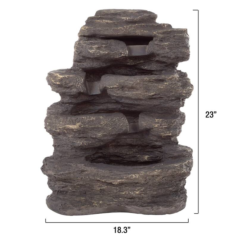 Pure Garden 3-Tier Outdoor Cascading Faux Rock Waterfall Fountain