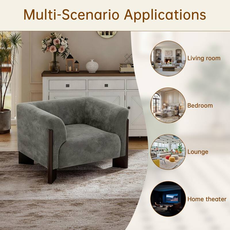 Upholstered Nordic Wide Seat Tuxedo Arms Barrel Chair Set of 2