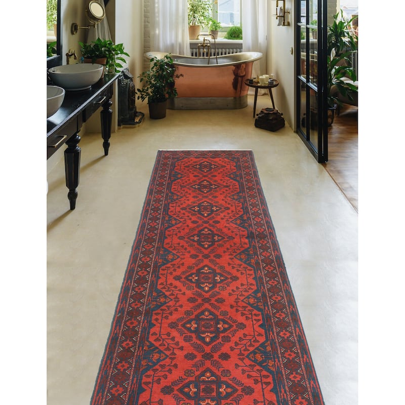 Khal Mohammadi Myra Red/Navy Runner - 2'7" x 9'7"