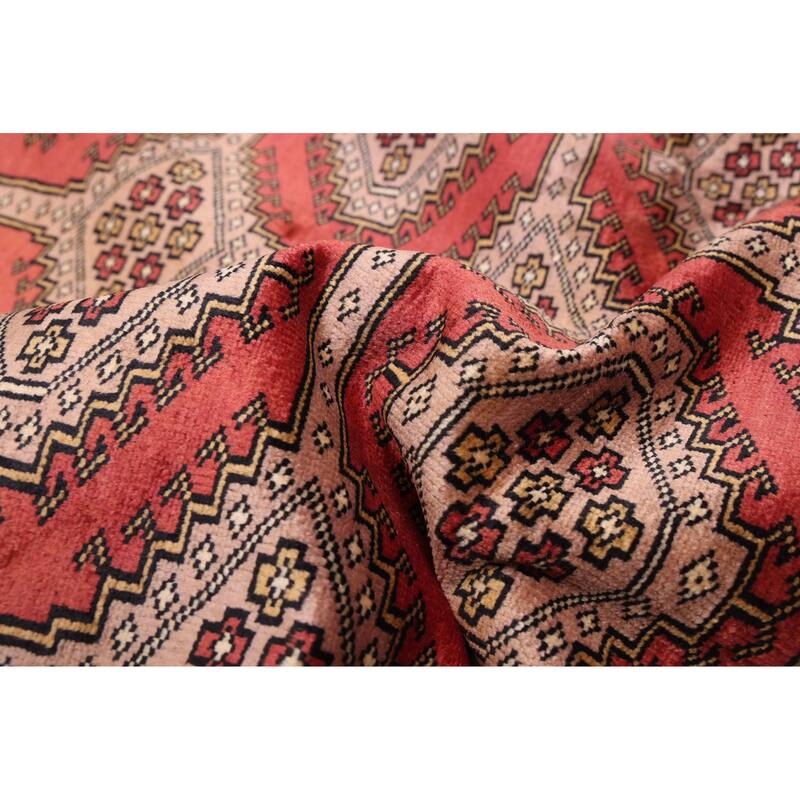 ECARPETGALLERY Hand-knotted Finest Peshawar Bokhara Red Wool Rug - 7'1 x 9'9