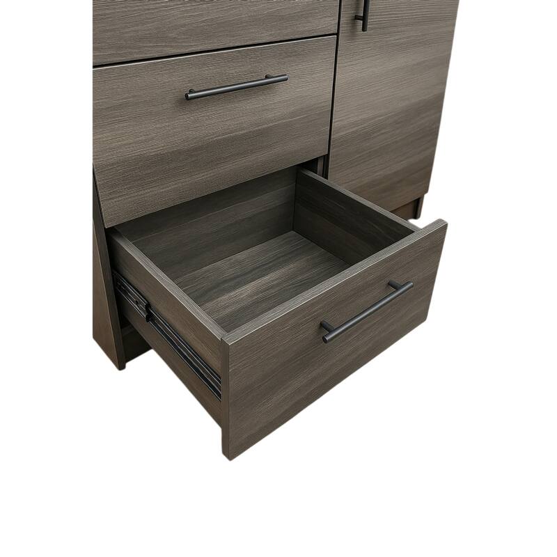 Roby Large Dresser Chest, 4 Drawers w Cabinet, 47 Inch, Dark Gray