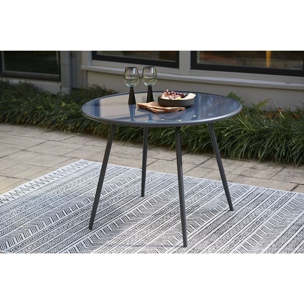 slide 3 of 5, Palm Bliss Round Dining Table - 35.25" W x 35.25" D x 28.25" H Gray