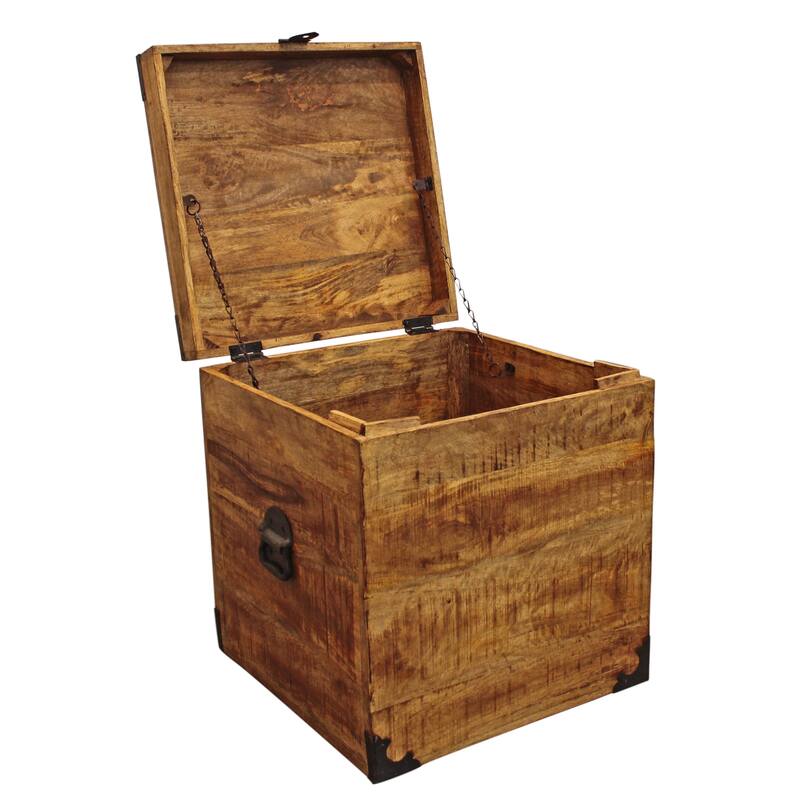 HomeRoots 20" Natural Brown Solid Wood Square End Table - 18.00 in. x 20.00 in. x 18.00 in.