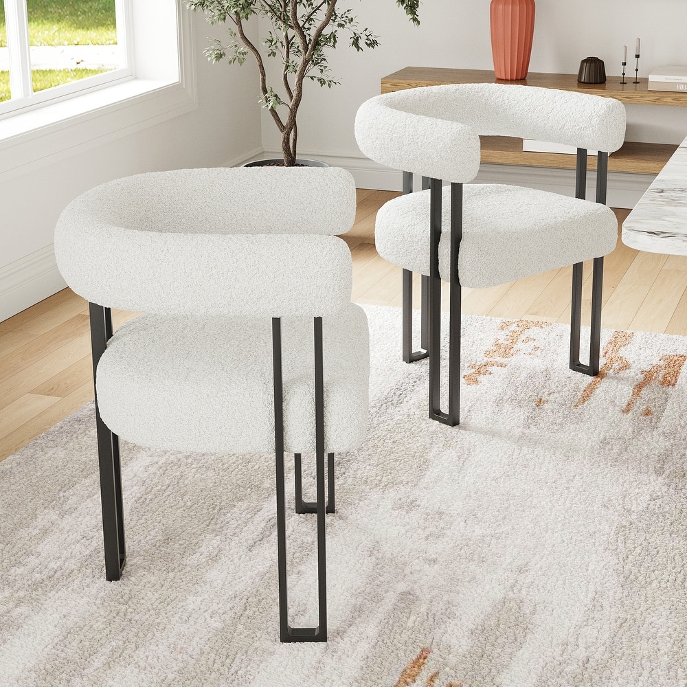 Set of 2 Upholstered Dining Arm Chairs