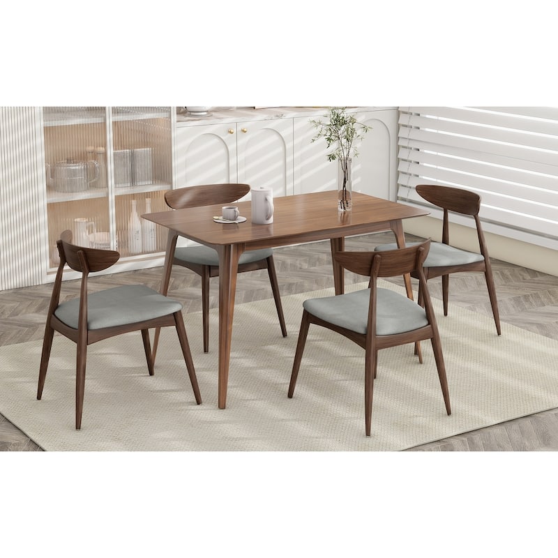 Upholstered Dining Chairs Set of 2, Kitchen Chairs with Curved Backrest, Accent Side Chair with Rubber Wood Legs