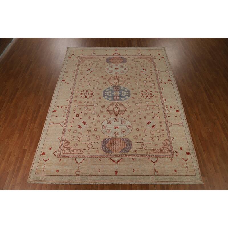 Hand Knotted Oriental 100% Wool Carpet Transitional Floral Brown Oushak Area Rug - 11' 11'' X 8' 11''