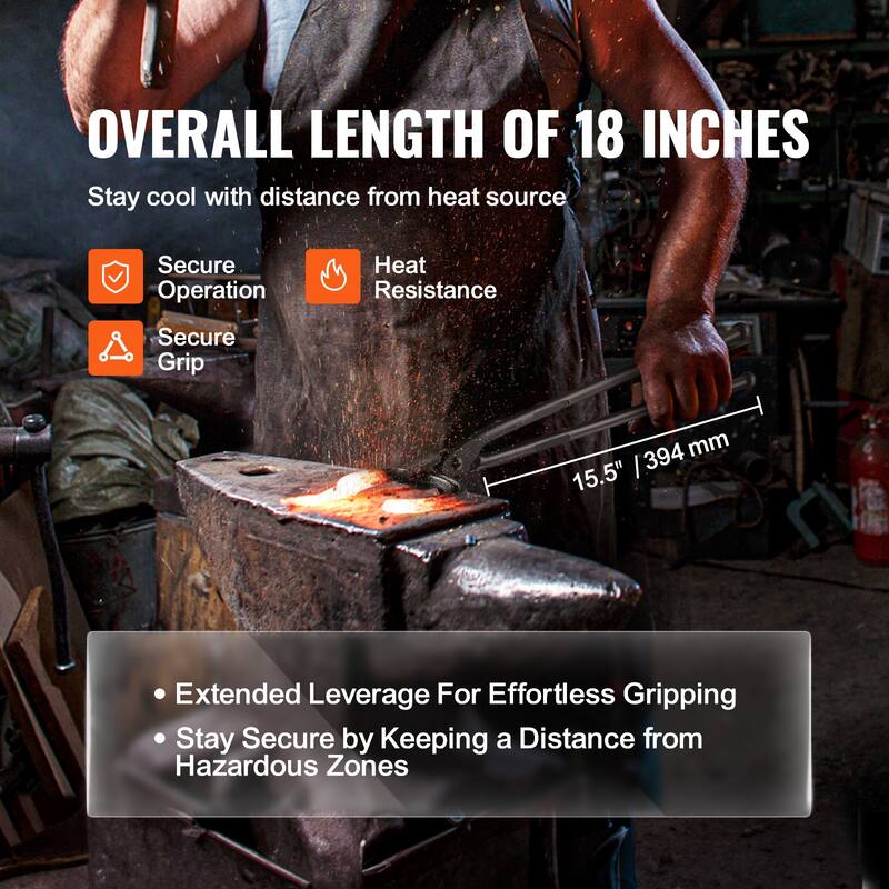 Blacksmith Tongs, Carbon Steel Forge Tongs with A3 Steel Rivets, for Knife Blades, Long Pieces, Circular Forgings, for Beginner