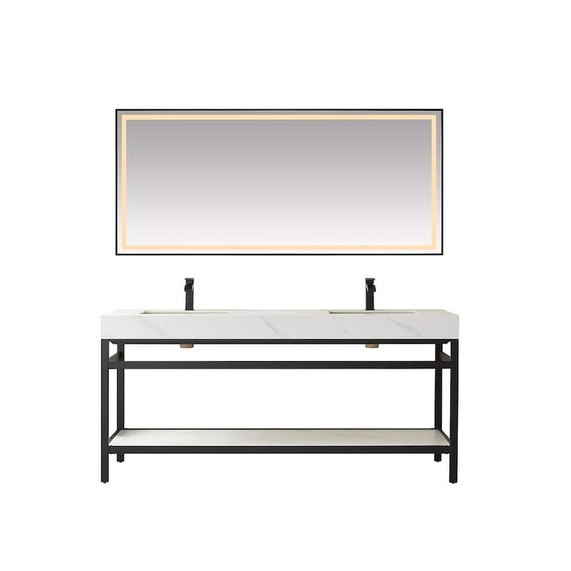 Miseno MV702572 Funes 72" Free Standing Double Basin Vanity Set with - Matte Black / White - Anthracite Finish