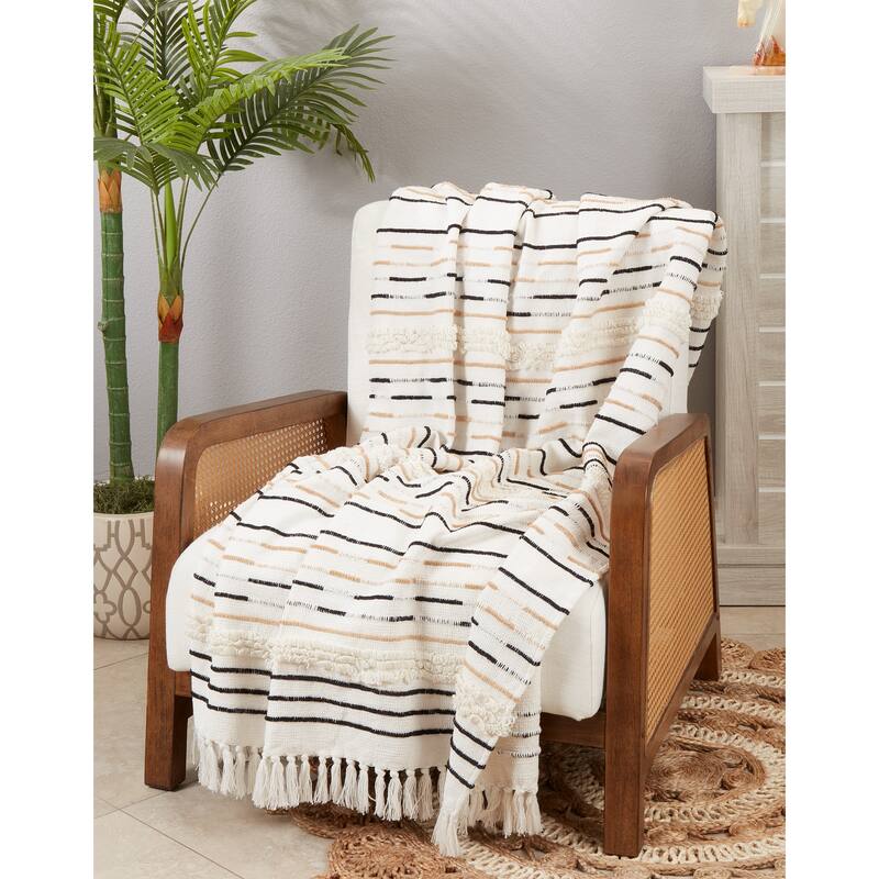 Woven Warmth Corded Fringe Throw Blanket