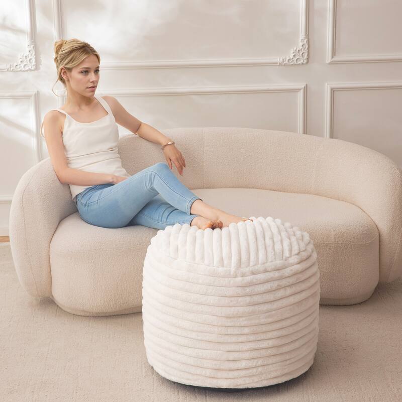 Round Corduroy Pouf Ottoman 20-inch/26inch