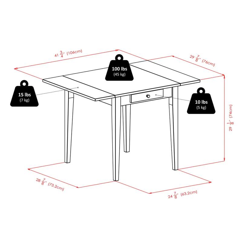 Wooden Foldable Dining Table - 41.75" - Walnut finish