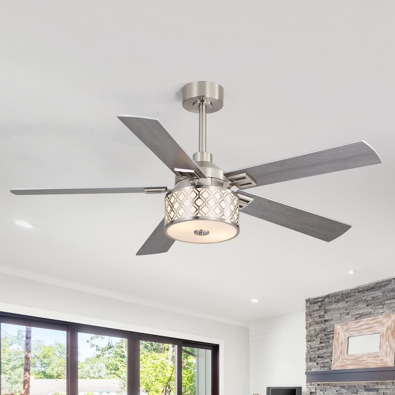 52" Reversible 5-Blade Caged Ceiling Fan with Light and Remote