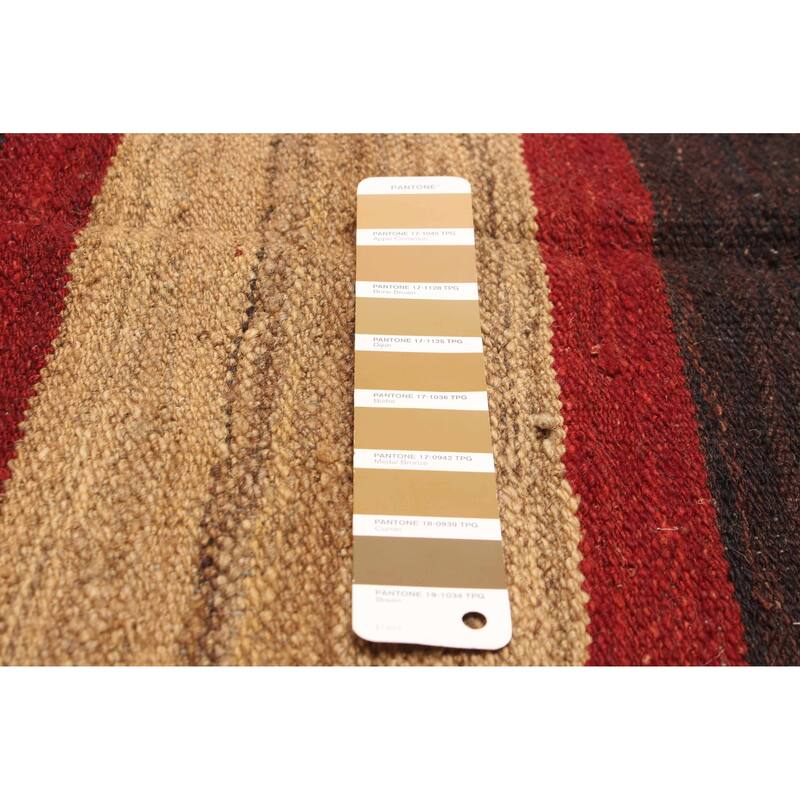 ECARPETGALLERY Flat-Weave Natural Brown Wool Tapestry Kilim - 6'4 x 9'6