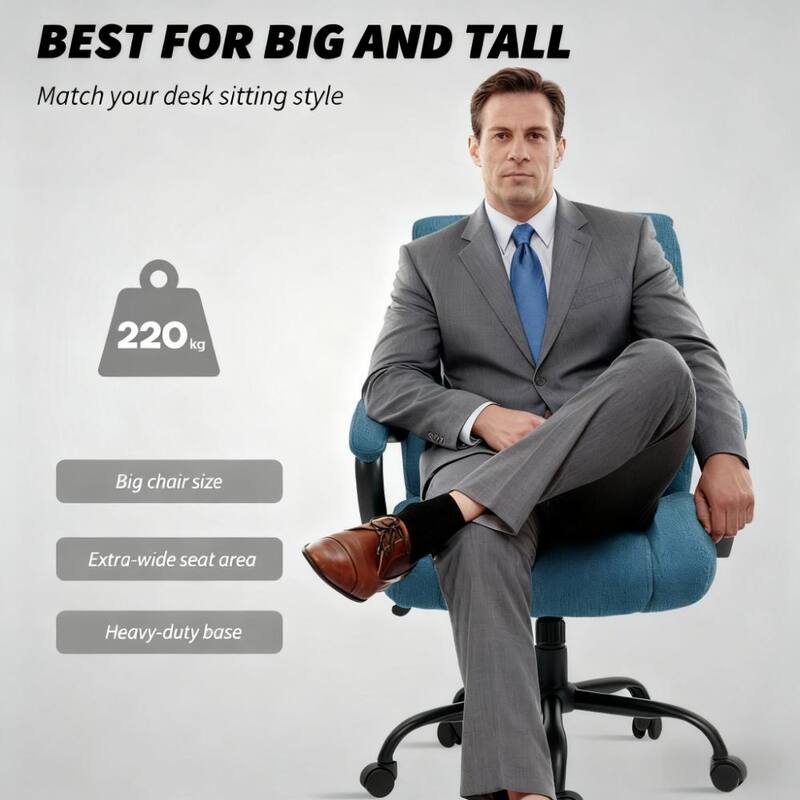 Executive Office Chair - Plush Padding, Adjustable & Rolling Wheels for Effortless Office Style