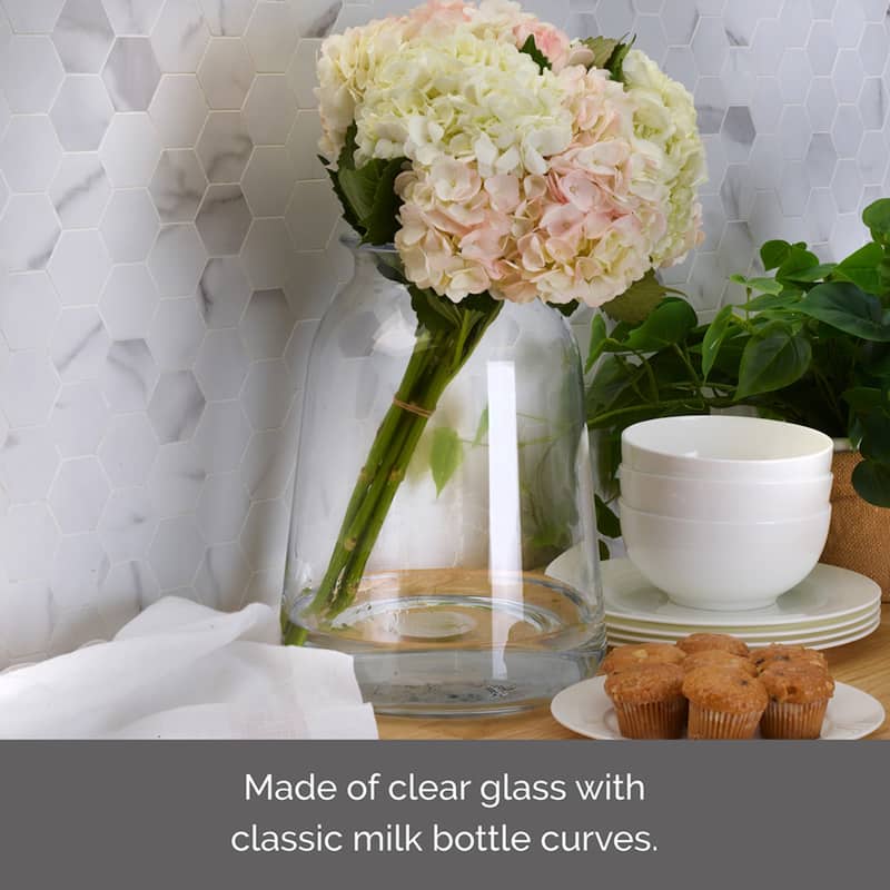 Elements Milk Bottle Glass Vase, 12 Inch, Clear
