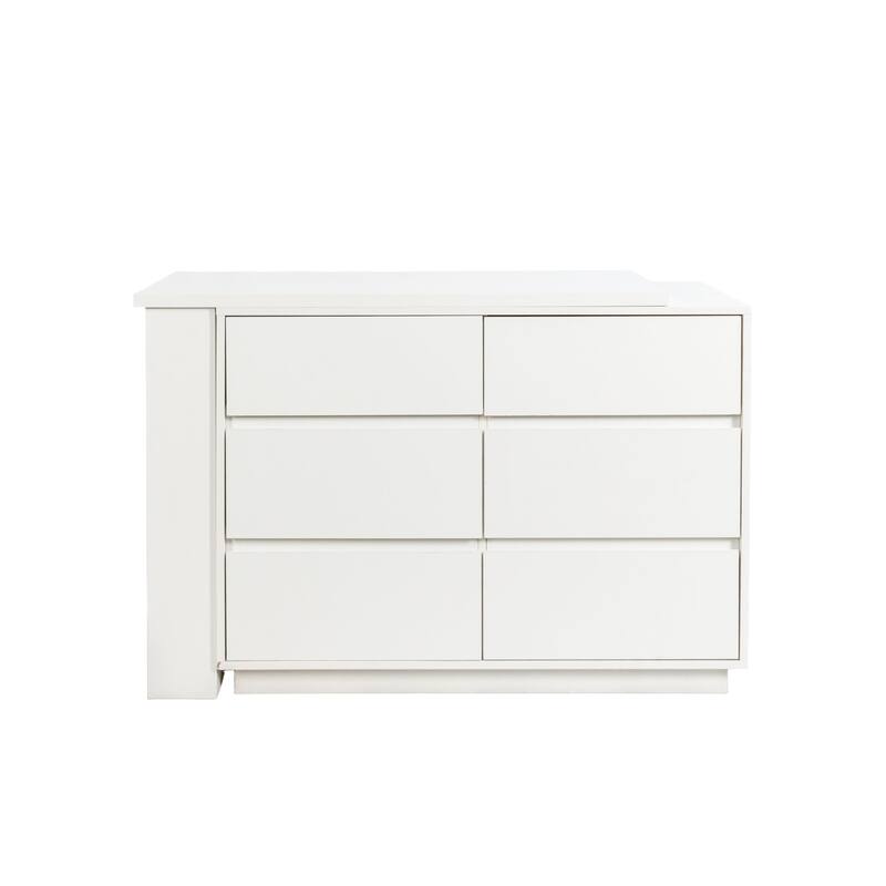 L Shaped Computer Desk with Drawers, Modern Corner Desk with Reversible Storage Cabinet, Long Study Writing Desk Workstation