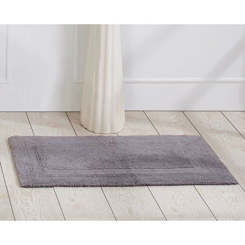 Better Trends Lux Collection 100% Cotton Reversible Tufted Bath Mat Rug - 21" x 34" Rectangle - Gray