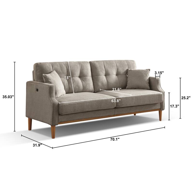 3-Seater Sofa with Waterproof Fabric and USB Charge Port for Convenience