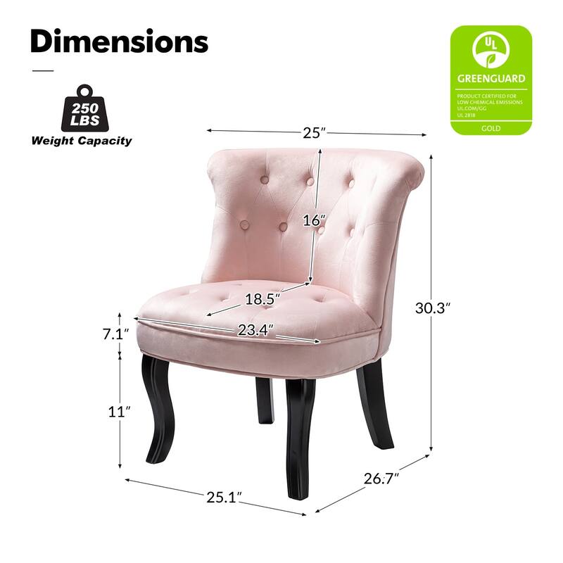 Paolino 25.1" Wide Traditional Velvet Button-tufted Back Stools with Wood Legs by HULALA HOME