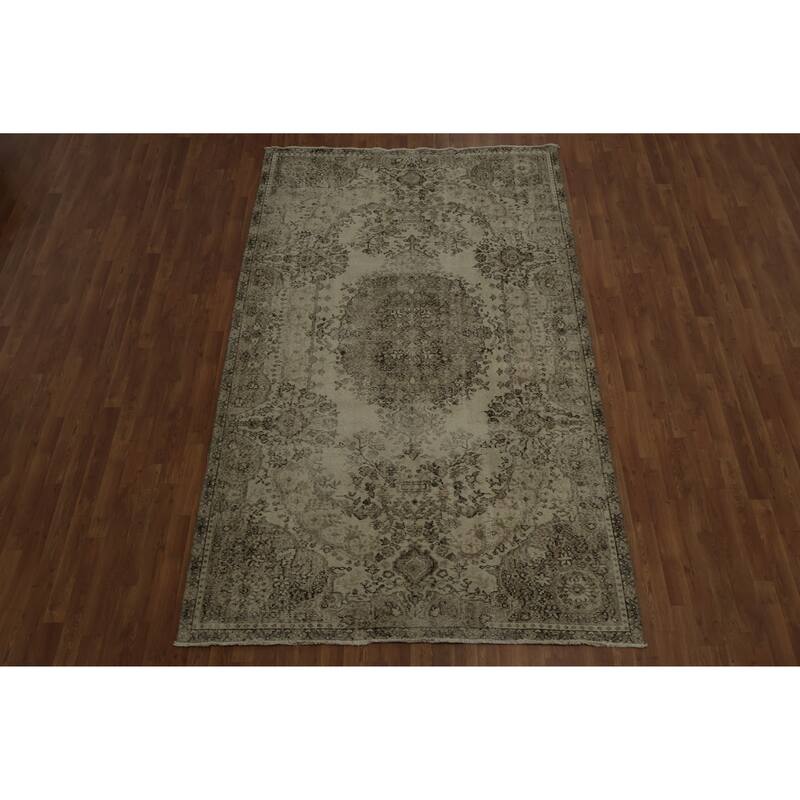 Hand Knotted Oriental 100% Wool Carpet Transitional Floral Beige & Ivories Anatolian Area Rug - 9' 6'' X 5' 9''