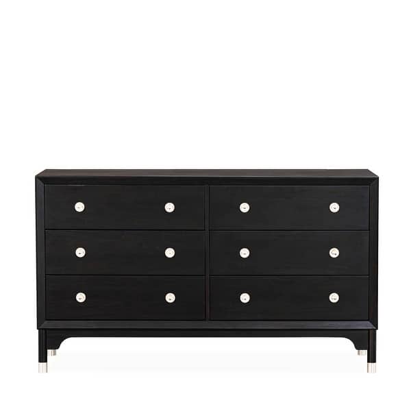 Furniture of America Forma Mid-Century Modern Black Solid Wood 6-Drawer Dresser