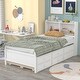 preview thumbnail 34 of 46, Pine Platform Bed with Storage Headboard, Trundle, and Drawers Twin - White
