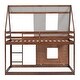 preview thumbnail 14 of 12, Luxuriant Twin Size Wooden House Bunk Kids Bed with Roof,Ladder and Two Windows,House Design