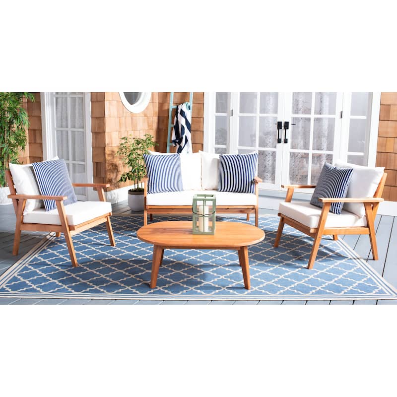 SAFAVIEH Outdoor Lupe 4-Piece Conversation Patio Set - 49W x 31D x 30H