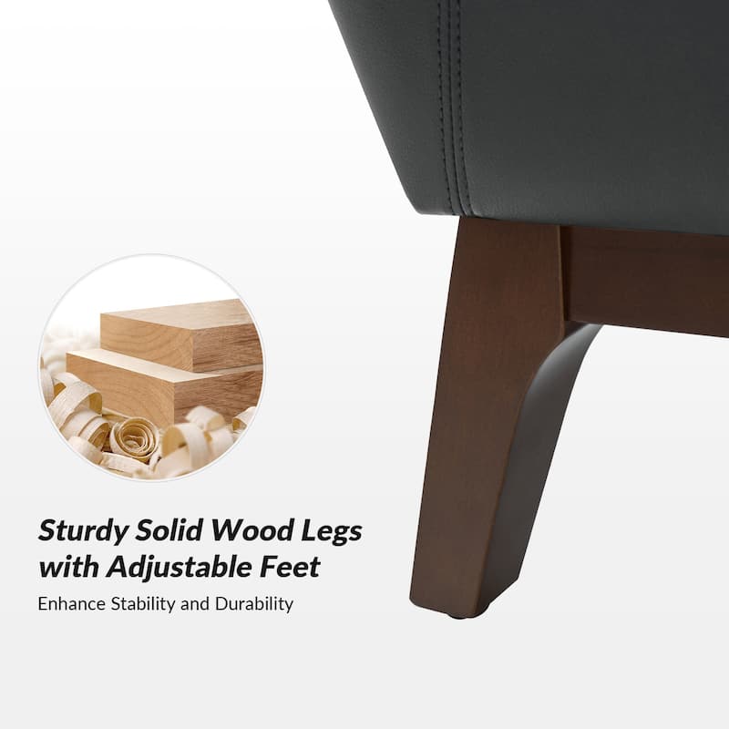 Latinus Mordern Genuine Leather Armchair with Solid Wood Legs Set of 2 by HULALA HOME