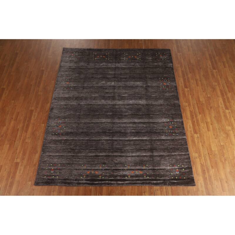 Hand Knotted Oriental 100% Wool Carpet Tribal Tribal Brown Gabbeh Area Rug - 9' 11'' X 7' 11''