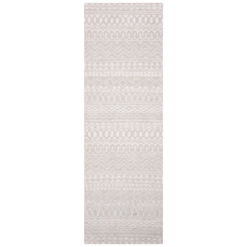 SAFAVIEH, Handmade Micro-Loop Fedosia Wool Rug - 2'3" x 9' Runner - Aqua/Ivory