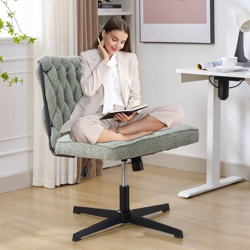 Upholstered No Wheels Armless Office Desk Chair