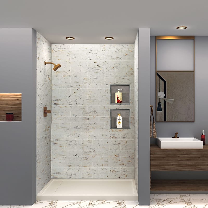 Transolid SaraMar 36-In X 60-In X 96-In Glue to Wall Shower Walls - 60" x 36" x 96" - 60" x 36" x 96"