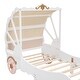 preview thumbnail 8 of 7, White+Pink Twin Princess Carriage Bed with Canopy