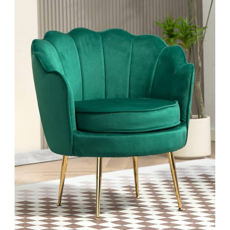 Cavett 28.3" Wide Velvet Accent Chair with Metal Legs