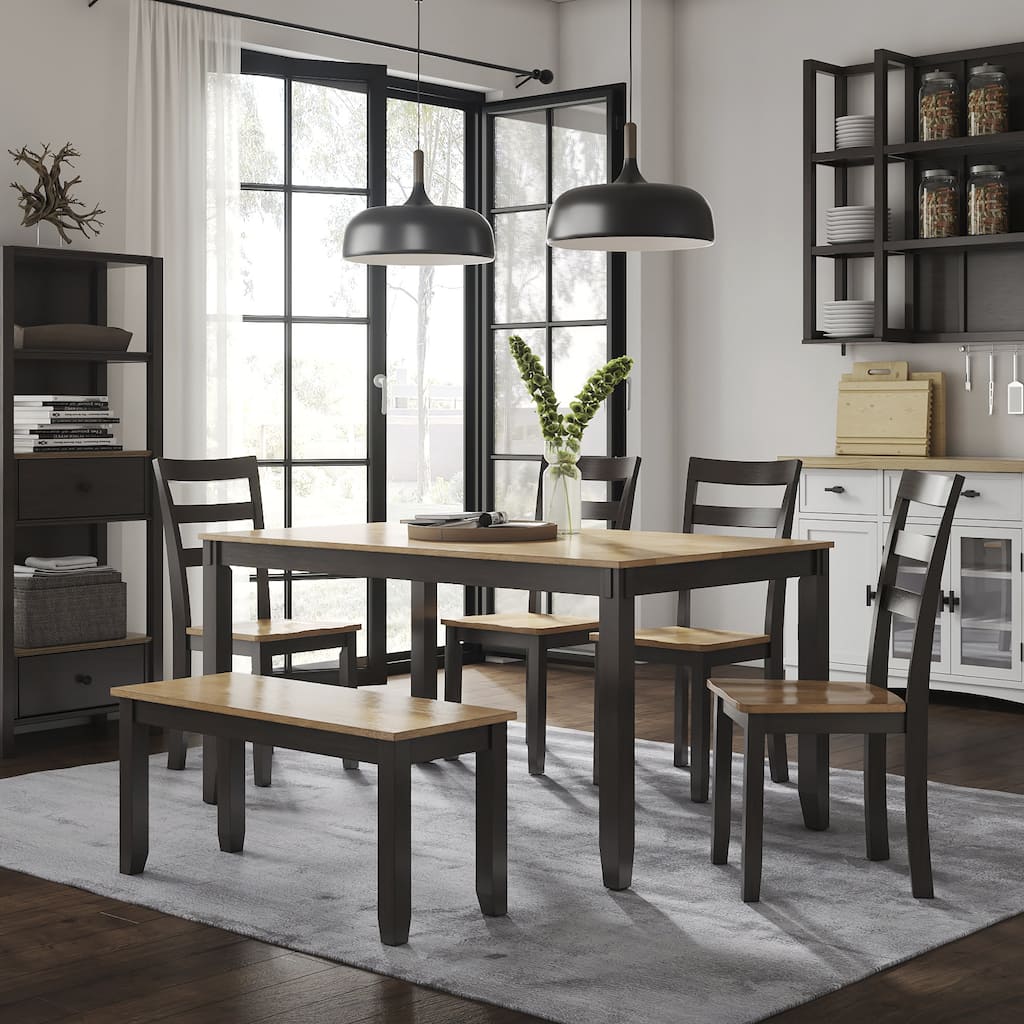 Signature Design by Ashley Gesthaven Natural/Brown Dining Table with 4 Chairs and Bench (Set of 6)