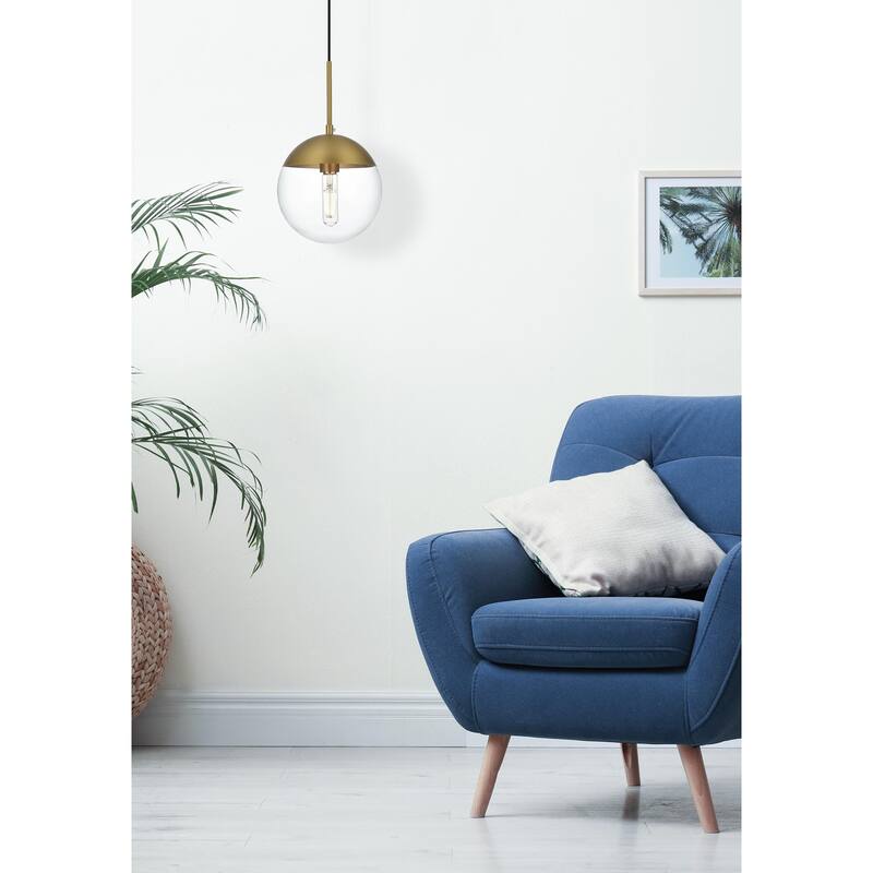 1-light Mid-century Adjustable Pendant with 8-inch Glass Orb Shade