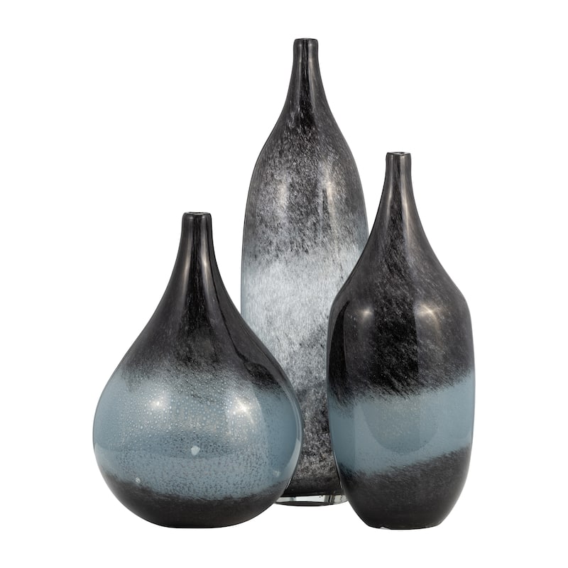 Sagebrook Home Artistic Glass Blue Ombre Abstract Vase