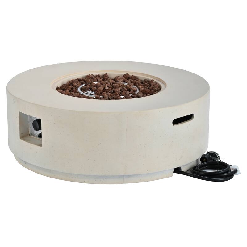 38.2" Round Outdoor Propane Fire Pit, Outside Fire Pit Table with 50000 BTU, Steel Burner, Lava Rocks, Waterproof Cover